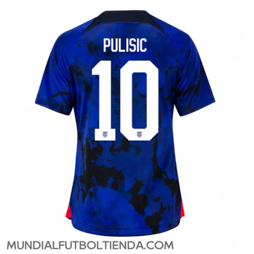 Camiseta Estados Unidos Christian Pulisic #10 Segunda Equipación Replica Mundial 2022 para mujer mangas cortas